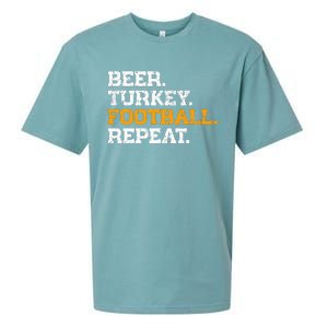 Beer Turkey Football Repeat Funny Thanksgiving Meme Sueded Cloud Jersey T-Shirt