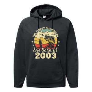 Birthday The Finest Fisherman Are Born In 2003 Fishing Performance Fleece Hoodie