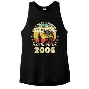 Birthday The Finest Fisherman Are Born In 2006 Fishing Ladies PosiCharge Tri-Blend Wicking Tank