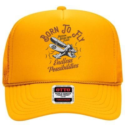 Born To Fly High Crown Mesh Back Trucker Hat