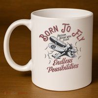 Born To Fly 11oz C Handle Ceramic Mug