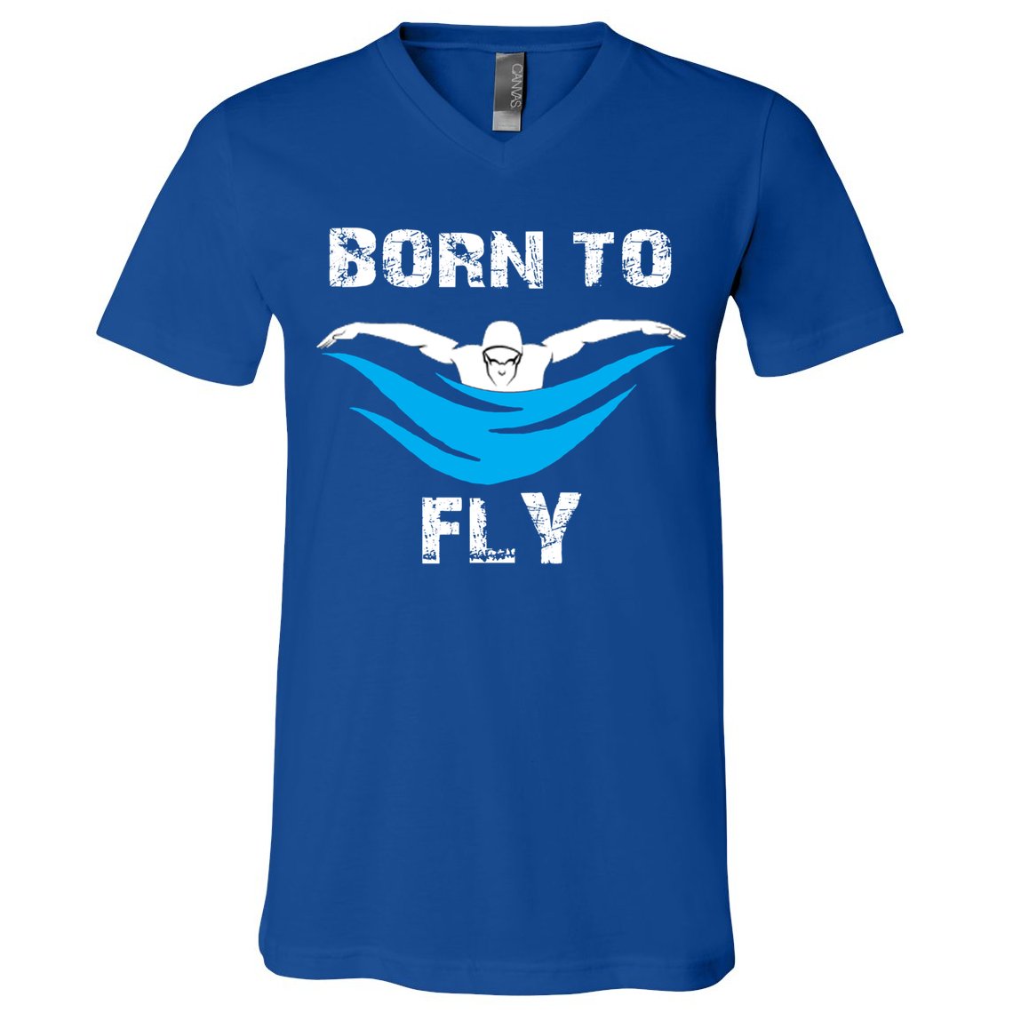 Born To Fly Butterfly Swimmers Swim Meet Gift V-Neck T-Shirt