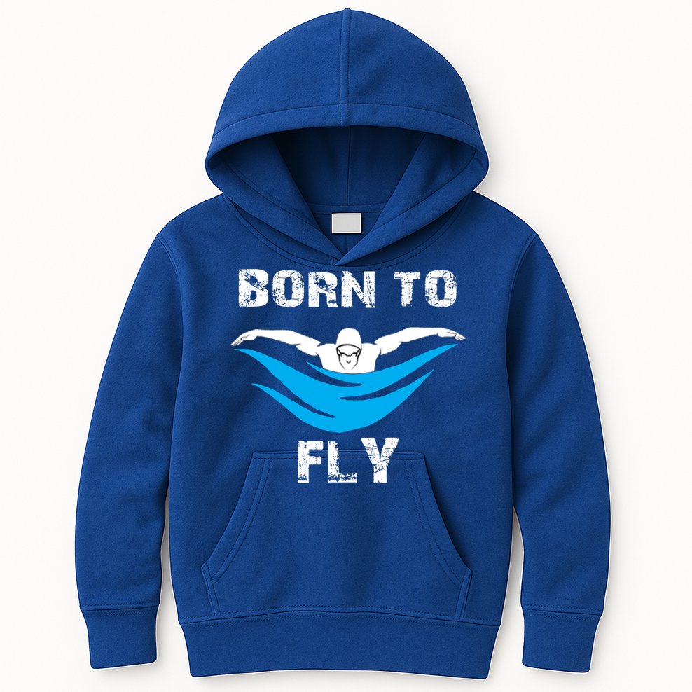 Born To Fly Butterfly Swimmers Swim Meet Gift Kids Hoodie