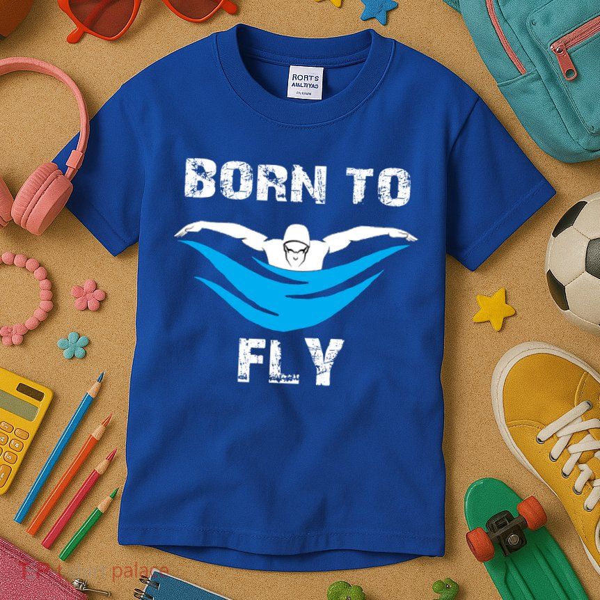 Born To Fly Butterfly Swimmers Swim Meet Gift Kids T-Shirt