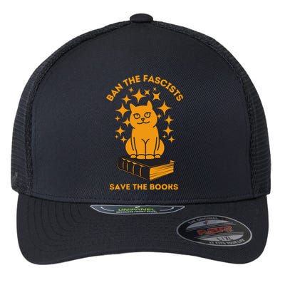 Ban The Fascists Save The Books Bookaholics Cat Flexfit Unipanel Trucker Cap