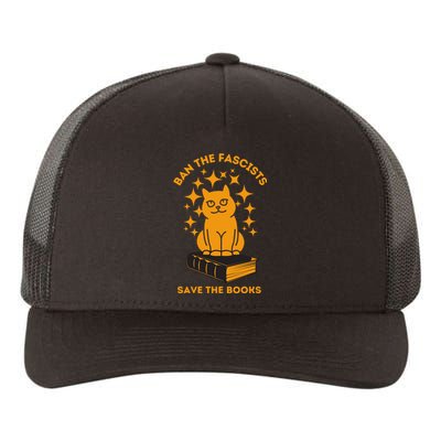 Ban The Fascists Save The Books Bookaholics Cat Yupoong Adult 5-Panel Trucker Hat