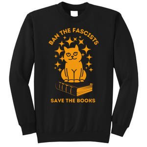 Ban The Fascists Save The Books Bookaholics Cat Sweatshirt