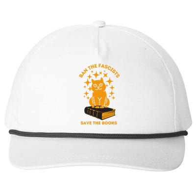 Ban The Fascists Save The Books Bookaholics Cat Snapback Five-Panel Rope Hat