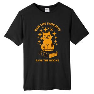 Ban The Fascists Save The Books Bookaholics Cat Tall Fusion ChromaSoft Performance T-Shirt