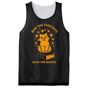 Ban The Fascists Save The Books Bookaholics Cat Mesh Reversible Basketball Jersey Tank