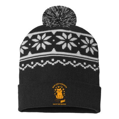 Ban The Fascists Save The Books Bookaholics Cat USA-Made Snowflake Beanie