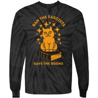 Ban The Fascists Save The Books Bookaholics Cat Tie-Dye Long Sleeve Shirt