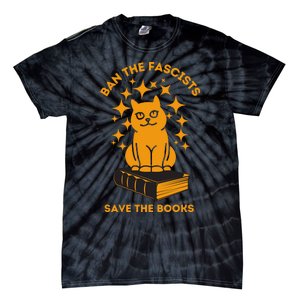 Ban The Fascists Save The Books Bookaholics Cat Tie-Dye T-Shirt