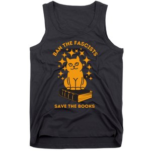 Ban The Fascists Save The Books Bookaholics Cat Tank Top