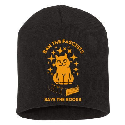 Ban The Fascists Save The Books Bookaholics Cat Short Acrylic Beanie