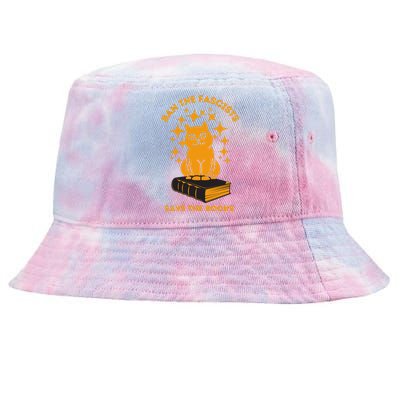 Ban The Fascists Save The Books Bookaholics Cat Tie-Dyed Bucket Hat