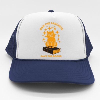 Ban The Fascists Save The Books Bookaholics Cat Trucker Hat