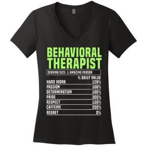 Behavioral Therapist Facts Analyst Behavior Tech Women's V-Neck T-Shirt