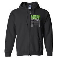 Behavioral Therapist Facts Analyst Behavior Tech Full Zip Hoodie