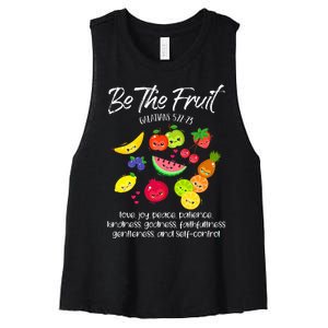 Be The Fruit Christian Verse Spirit Galatians Inspirational Women's Racerback Cropped Tank