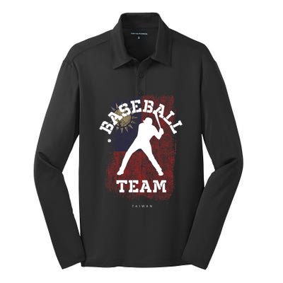 Baseball Taiwan Flag Softball Player Baseball Gift Silk Touch Performance Long Sleeve Polo