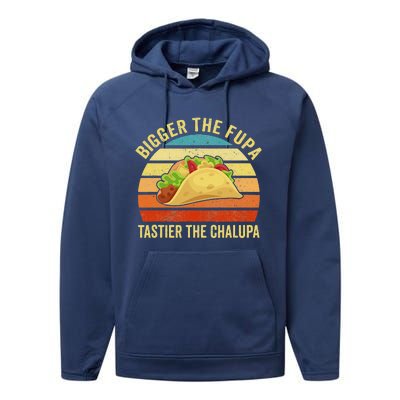 Bigger The Fupa Tastier The Chalupa Funny Performance Fleece Hoodie