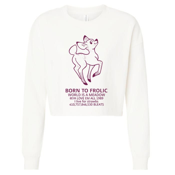 Born To Frolic World Is A Meadow Cropped Pullover Crew