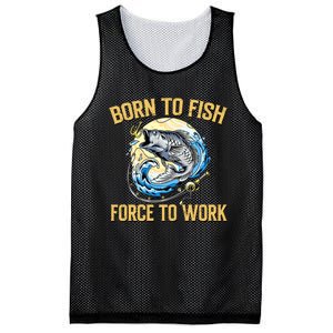 Born To Fish Forced To Work Funny Fishing Mesh Reversible Basketball Jersey Tank