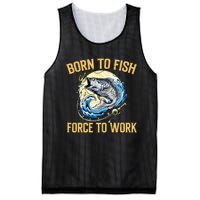 Born To Fish Forced To Work Funny Fishing Mesh Reversible Basketball Jersey Tank