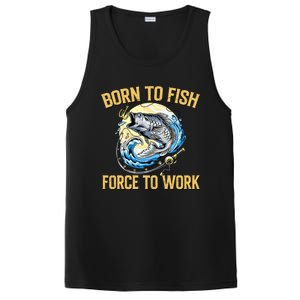 Born To Fish Forced To Work Funny Fishing PosiCharge Competitor Tank