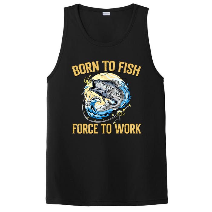 Born To Fish Forced To Work Funny Fishing PosiCharge Competitor Tank