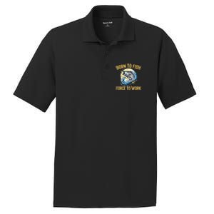 Born To Fish Forced To Work Funny Fishing PosiCharge RacerMesh Polo