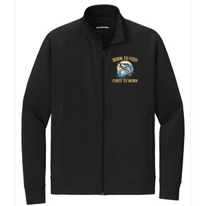 Born To Fish Forced To Work Funny Fishing Stretch Full-Zip Cadet Jacket