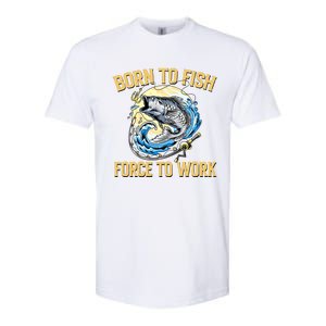 Born To Fish Forced To Work Funny Fishing Softstyle CVC T-Shirt