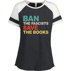 Ban The Fascists Save The Books Funny Trending Enza Ladies Jersey Colorblock Tee