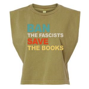 Ban The Fascists Save The Books Funny Trending Garment-Dyed Women's Muscle Tee