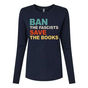 Ban The Fascists Save The Books Funny Trending Womens Cotton Relaxed Long Sleeve T-Shirt