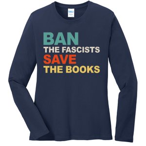 Ban The Fascists Save The Books Funny Trending Ladies Long Sleeve Shirt