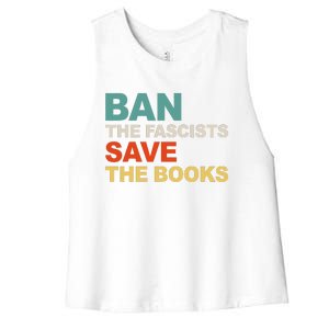 Ban The Fascists Save The Books Funny Trending Women's Racerback Cropped Tank