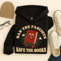 Ban The Fascists Save The Books Retro Hoodie