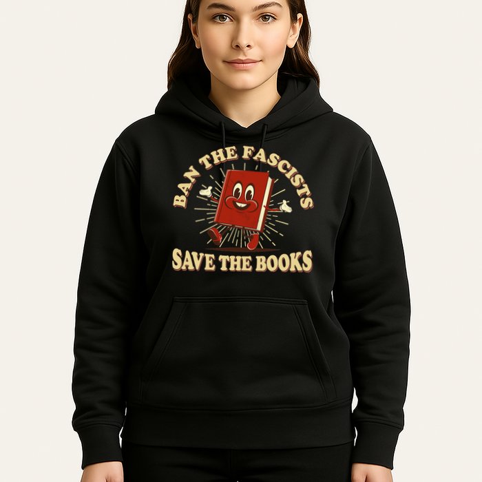 Ban The Fascists Save The Books Retro Hoodie
