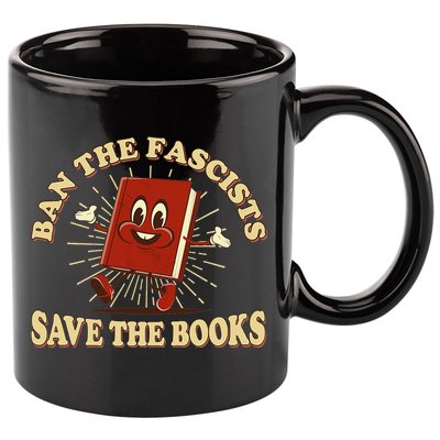 Ban The Fascists Save The Books Retro 11oz C Handle Ceramic Mug