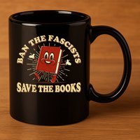 Ban The Fascists Save The Books Retro 11oz C Handle Ceramic Mug