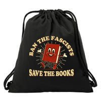 Ban The Fascists Save The Books Retro Drawstring Bag