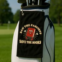 Ban The Fascists Save The Books Retro Golf Towel