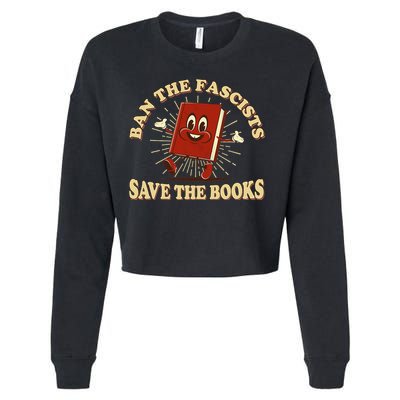 Ban The Fascists Save The Books Retro Cropped Pullover Crew