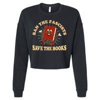 Ban The Fascists Save The Books Retro Cropped Pullover Crew