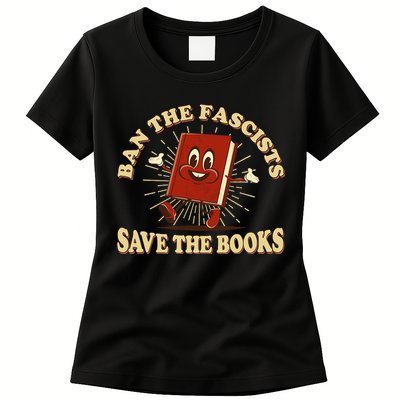 Ban The Fascists Save The Books Retro Womens T-Shirt