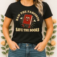 Ban The Fascists Save The Books Retro Womens T-Shirt