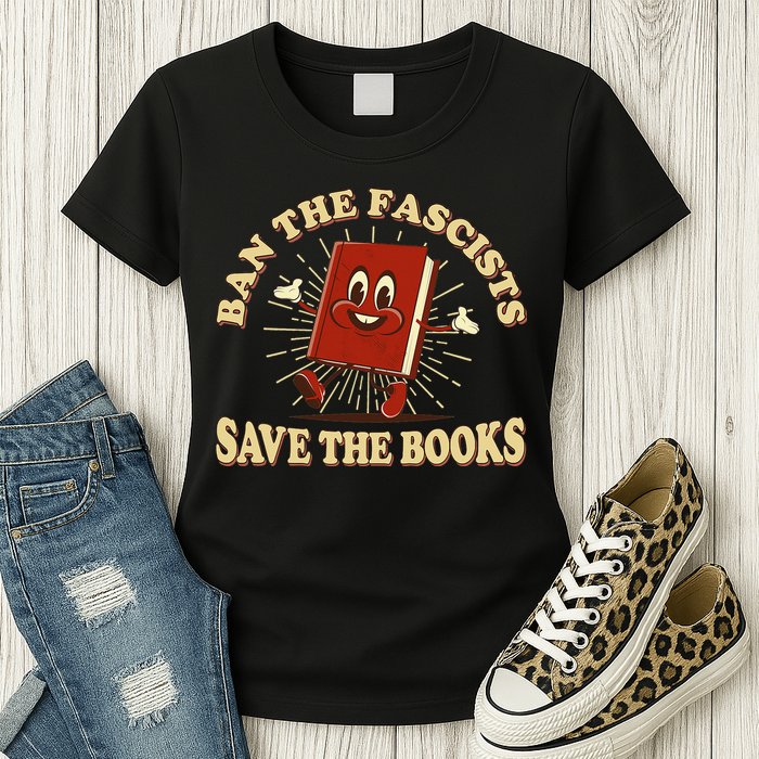Ban The Fascists Save The Books Retro Womens T-Shirt